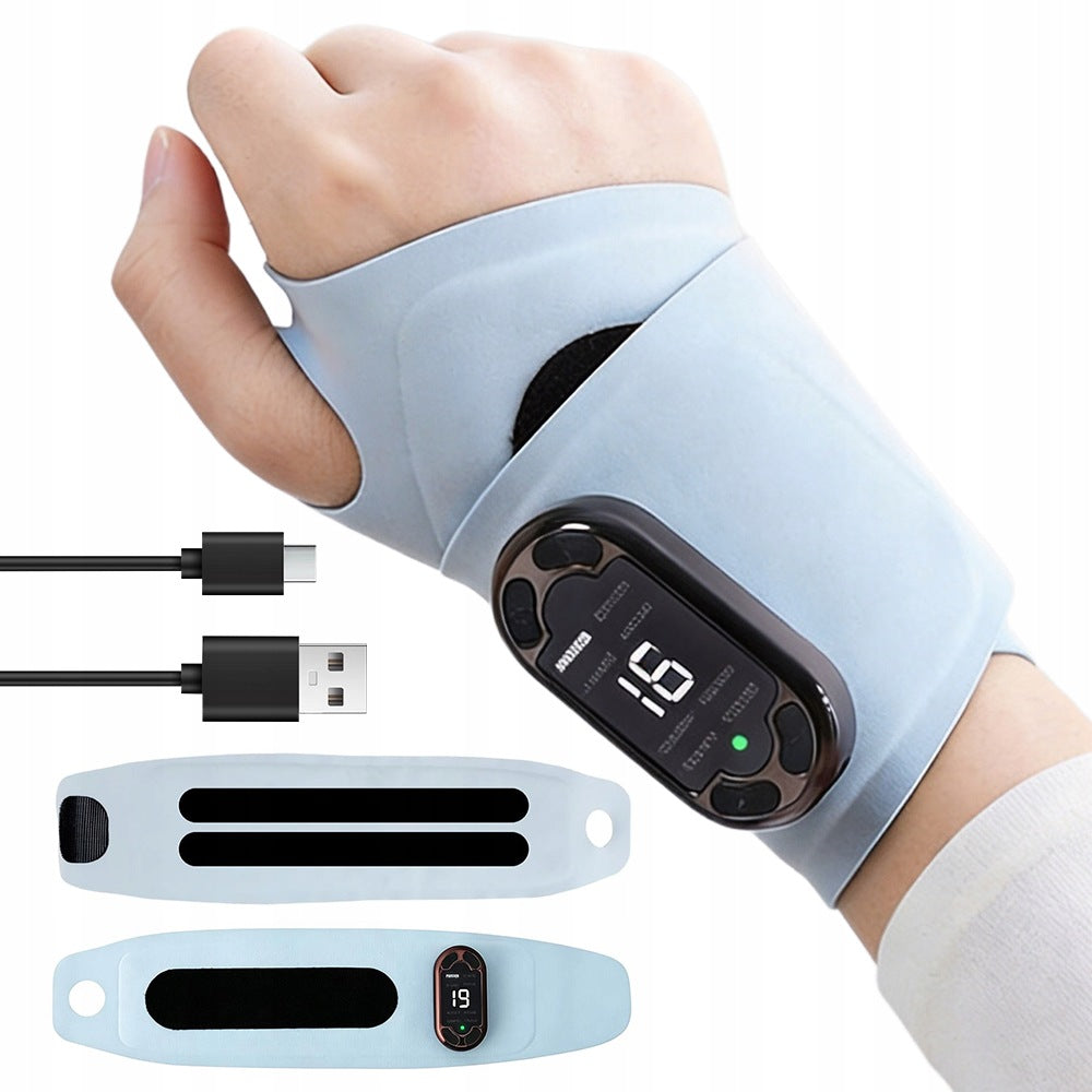 Wrist massager EMS therapy and vibration 8 modes for hand pain fatigue