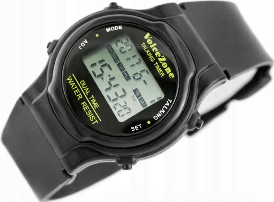 Wristwatch Perfect black analog-digital quartz speaking
