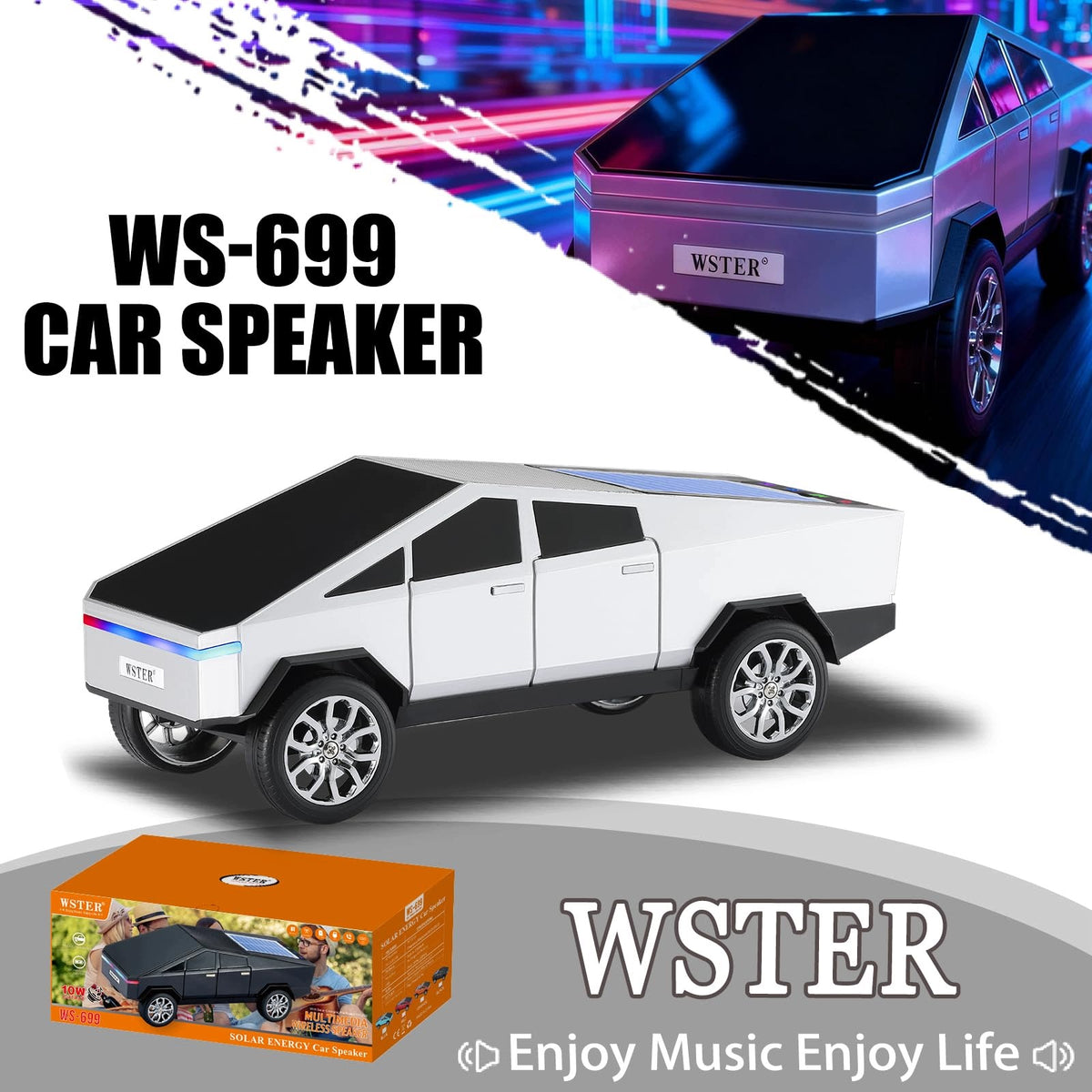 Wster bluetooth speaker Tesla Cybertruck 7W BT5.3 black 1200 mAh WS-699 Packaging status original
