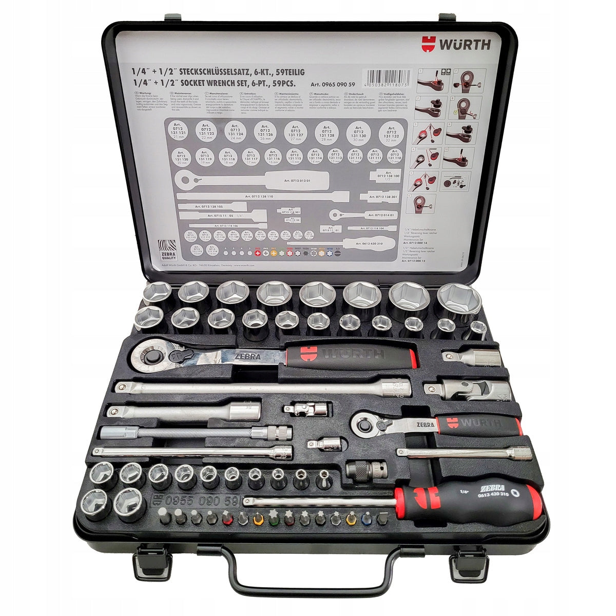 Wurth socket wrench set 1/4 + 1/2 inch 59 el.