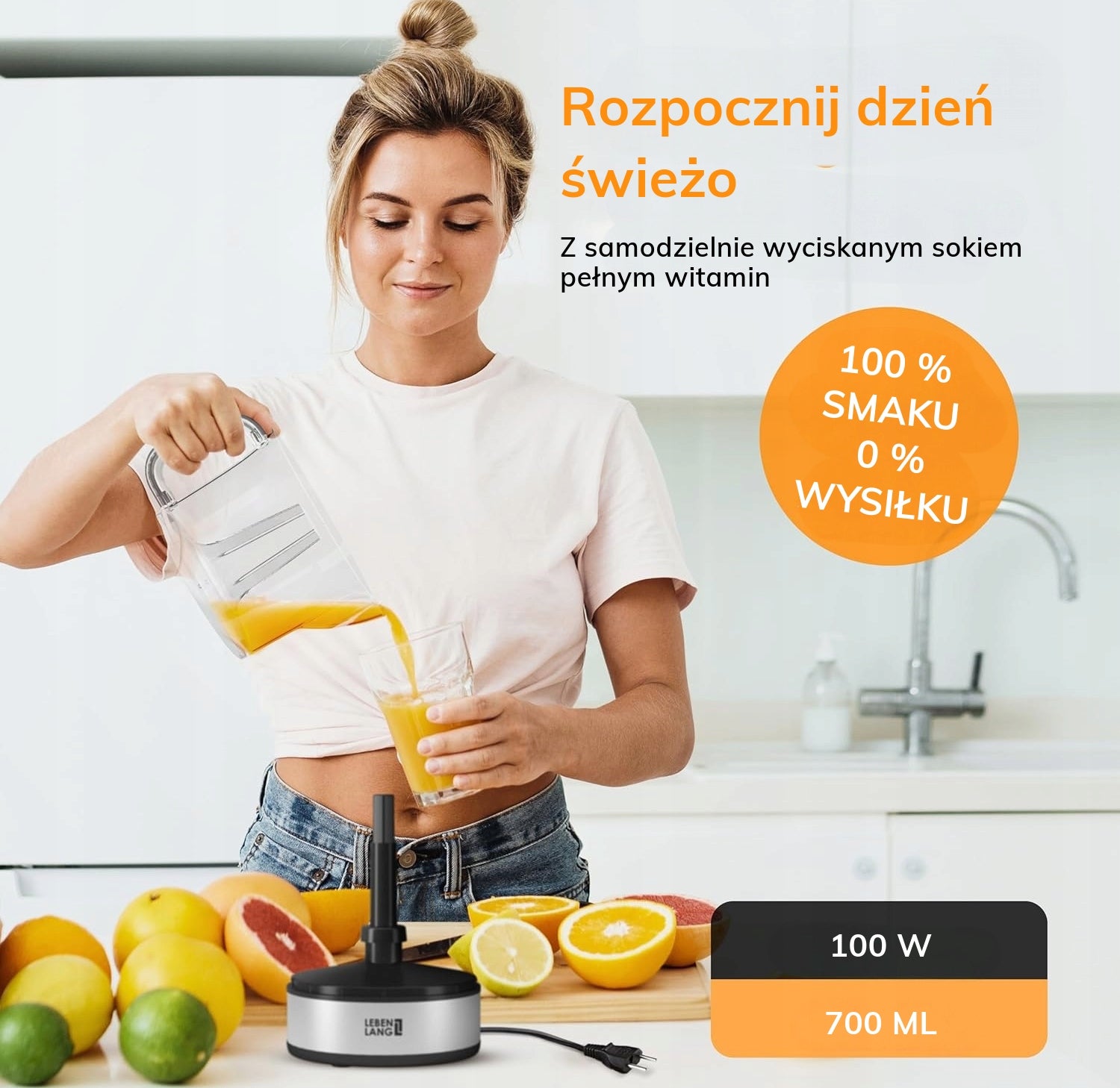 Wyciskarka Cytrusów Elektryczna LEBENLANG 2 Kierunki Wysoka Wydajność Model LB389