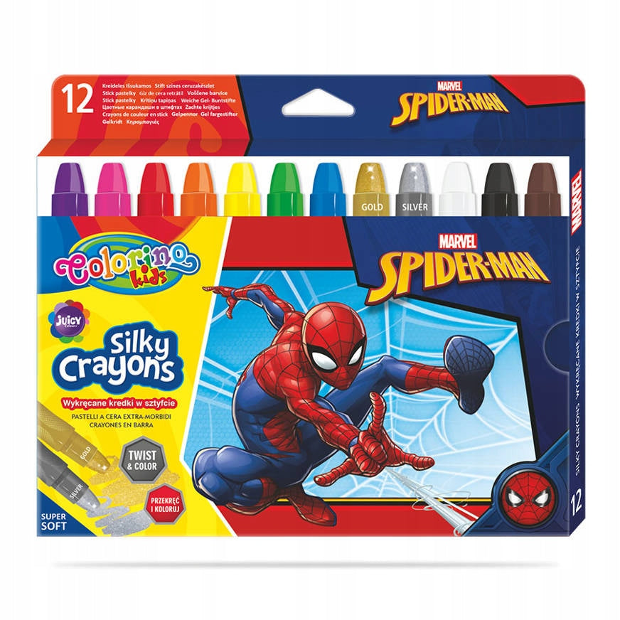 Ausdrehbare Seidenmalstifte Colorino Marvel Spider-Man, 3 in 1, 12 Farben 