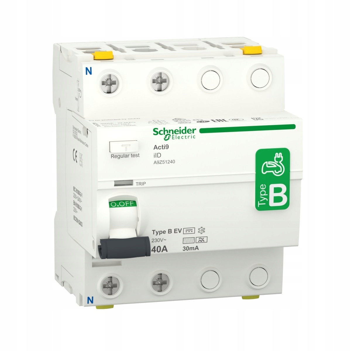 Acti9 Fehlerstromschalter 2P 40A 0,03A Typ B-EV iID-40-2-30-B-EV 40A A9Z51240 
