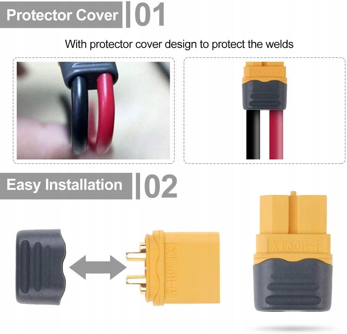 Hochwertige Xt60H-Stecker-Stecker mit Schutzhülle, Modell RC Lipo-Akku-Stecker, 5 Paar 