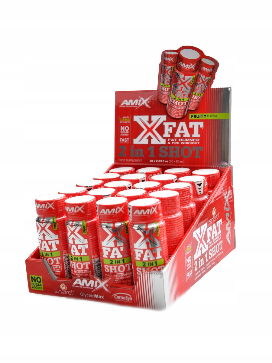 X-Fat 2 in 1 SHOT 40 x 60ml BOX DUOPACK Fruity Amix nutrition Packaging status original
