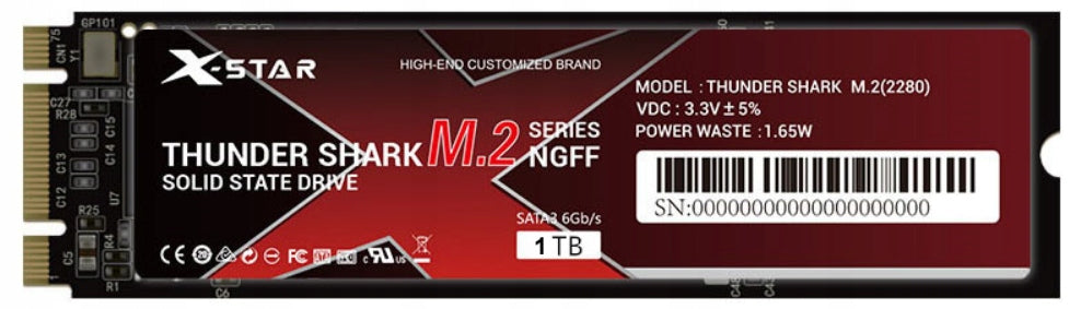 X-Star Thunder Shark 1TB M.2 SATA / NGFF 2280 SSD Packaging status original