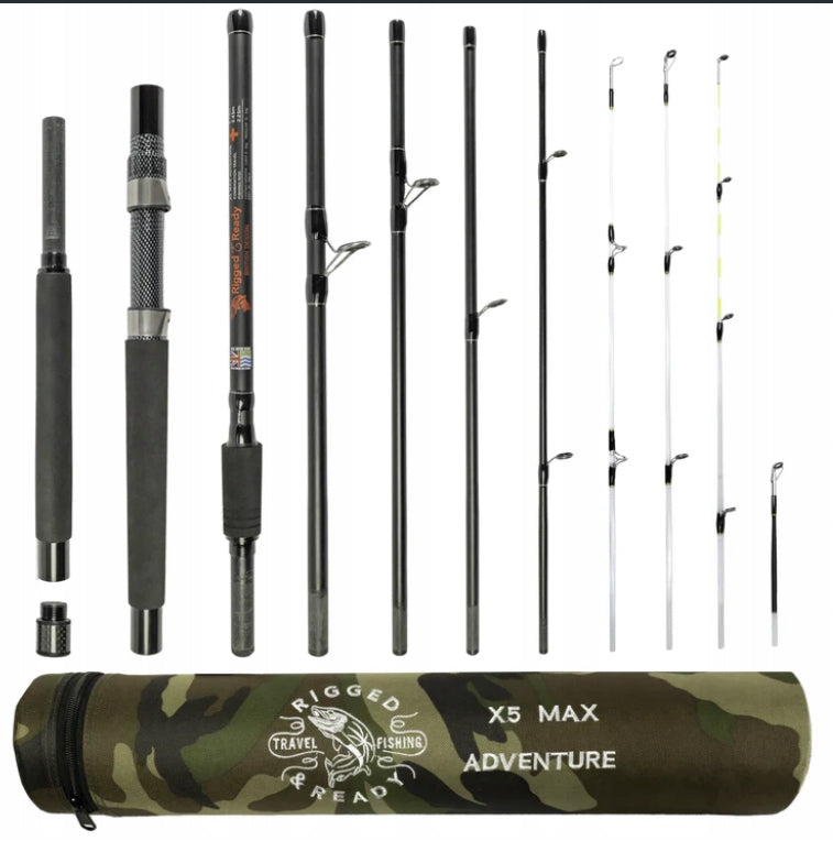 X5 Max 9 Rod Compact Fishing Travel Kit + 4 Tips