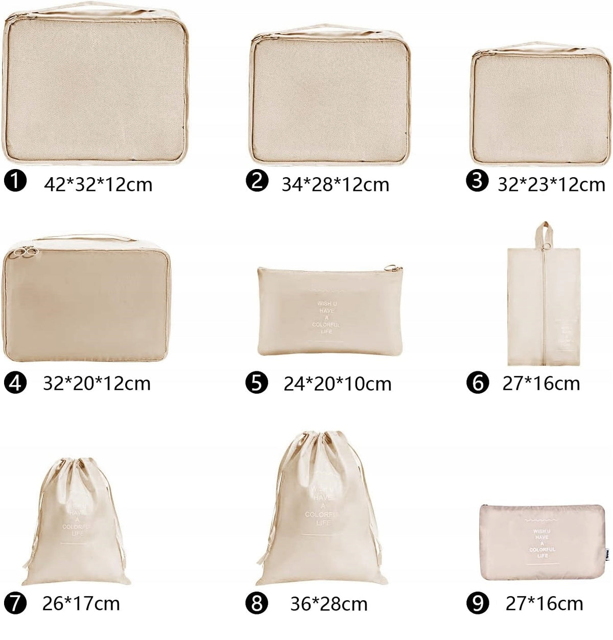 X9 ORGANIZER FOR PACKING SUITCASE TRAVEL BAGS LUGGAGE CUBES WATERPROOF Color brown