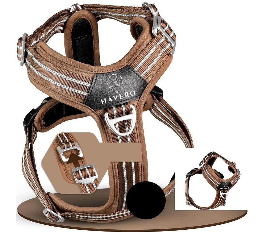 X938 HAVERO Pressure-Free Dog Harness No-Pull Reflective Brown R.L