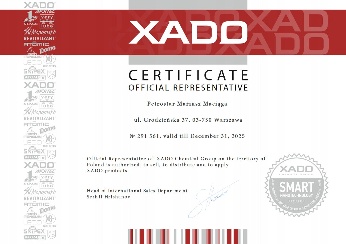 XADO ATOMIC OIL RED BOOST 0W20 508/509 4L Packaging status original
