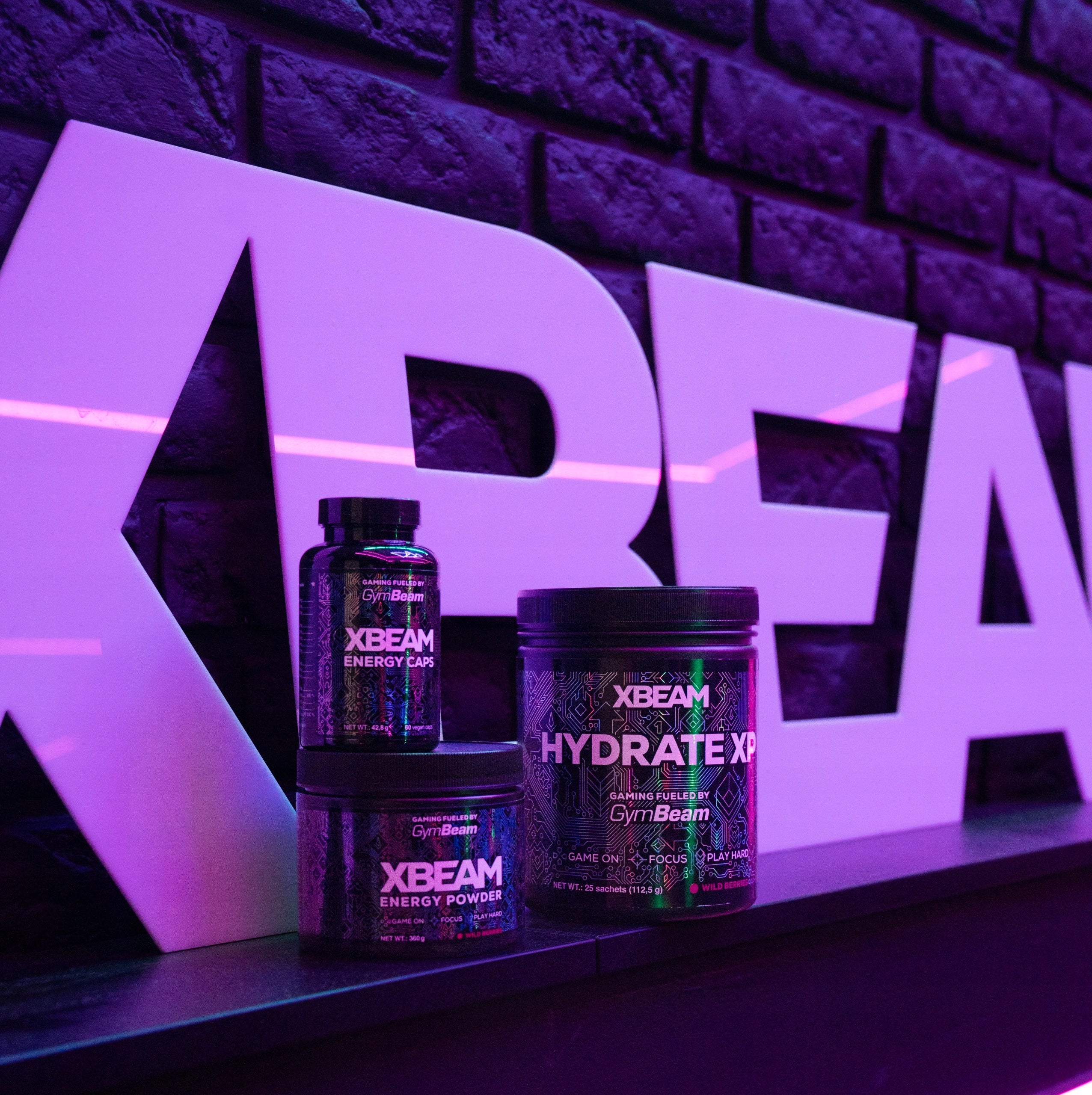 XBEAM ENERGY POWDER FOR GAMERS GAMING 360g GymBeam wild berries Brand GymBeam
