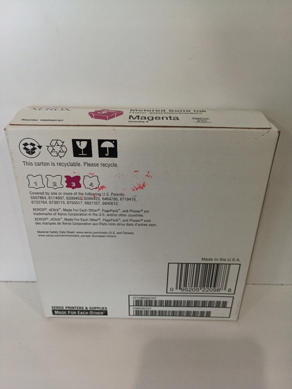 XEROX INK 108R00707 MAGENTA ORIGINAL Manufacturer code 108R00707