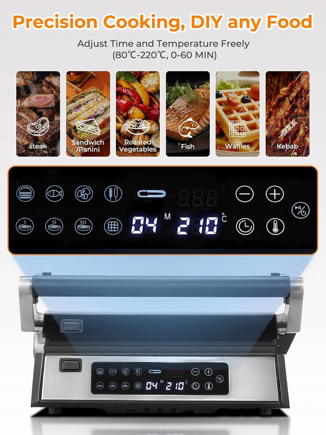 XL Contact Grill, Multifunctional, Sandwich Toaster and 4-in-1 Waffle Maker Manufacturer code 6918723463719