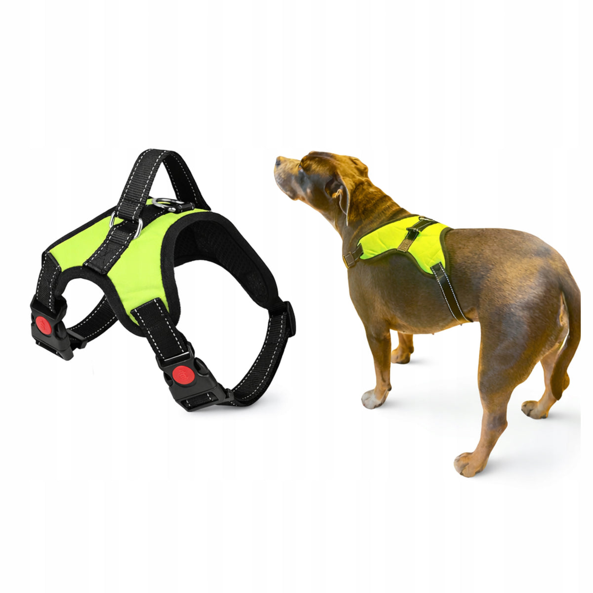 XL Dog Harness with Handle | Pressure-Free NO PULL | Reflective | Green