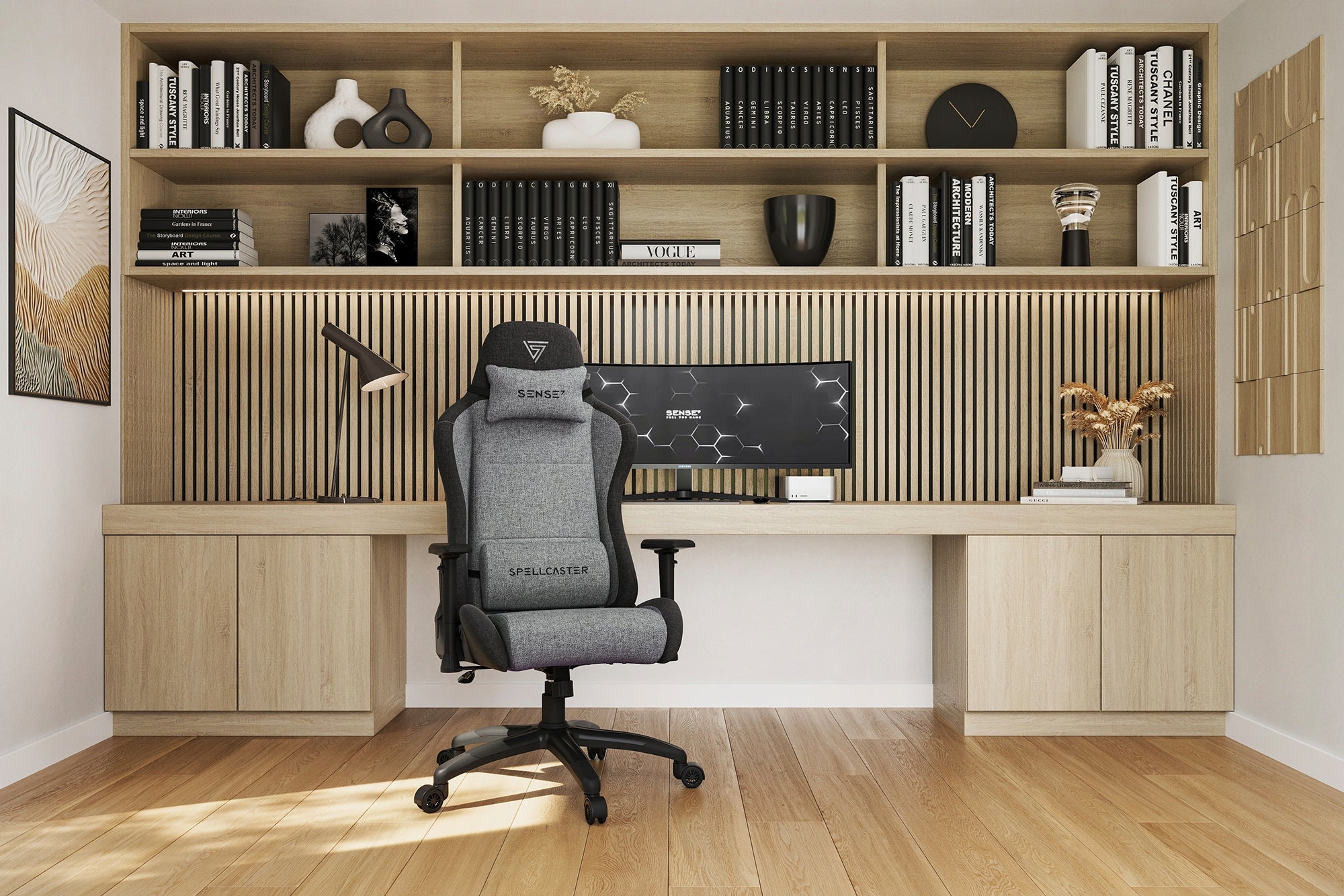 XL Gaming Chair Material Swivel Office Chair Bucket Sense7 Upholstery color black and gray