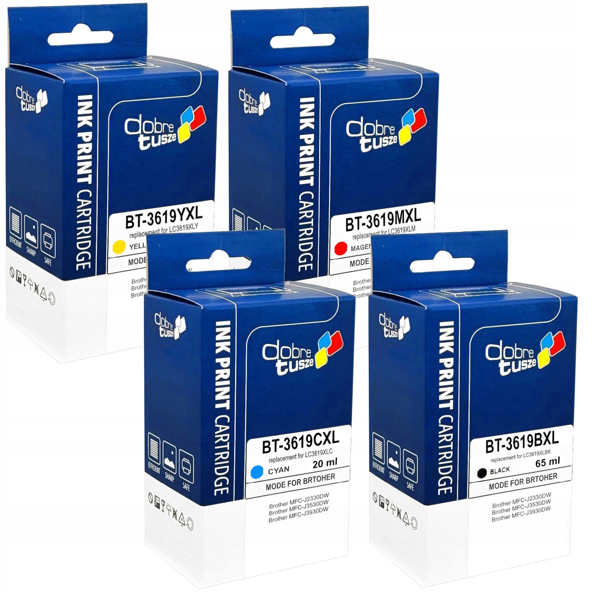 XL INKS FOR BROTHER LC3619XL MFC-J3530DW MFC-J2330DW MFC-J3930DW + chips