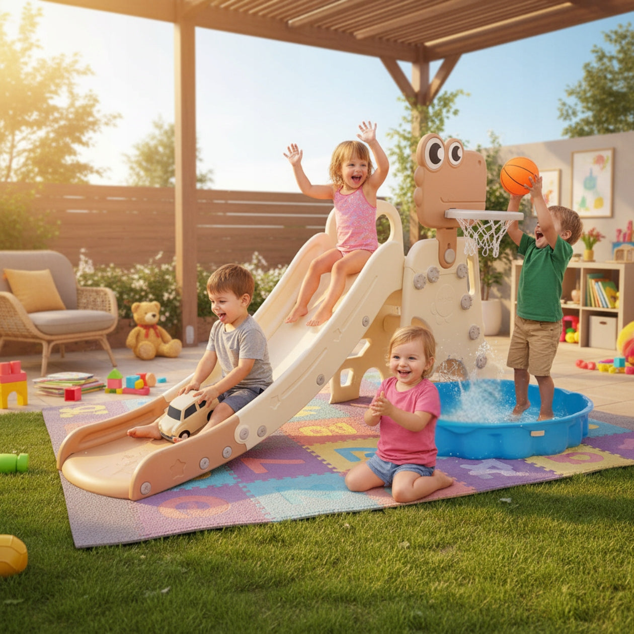 XL KIDS GARDEN SLIDE + BASKETBALL AND BALL GOAL FOOTBALL Kid's age 12＋ months