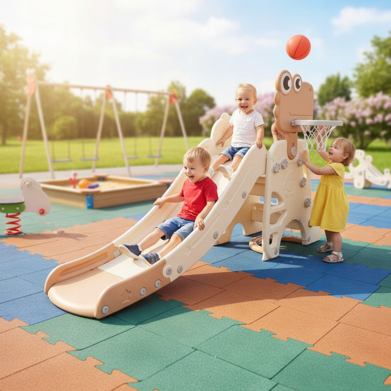 XL KIDS GARDEN SLIDE + BASKETBALL AND BALL GOAL FOOTBALL Manufacturer code ZJEŻDŻALNIA OGRODOWA DLA DZIECI XL KOSZYKÓWKA