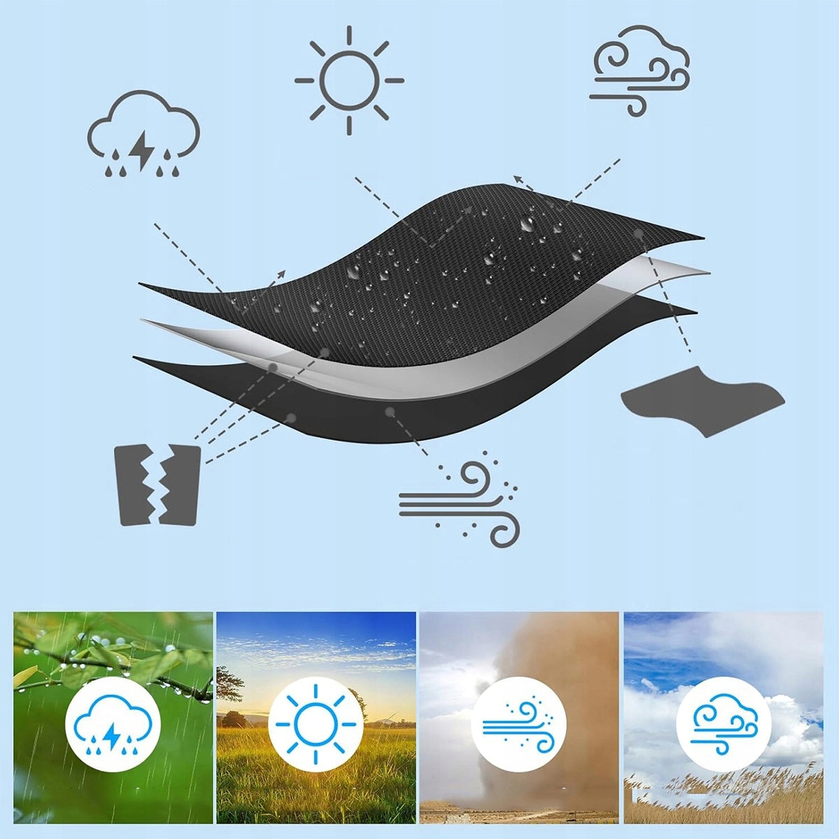 XL Protective Beach Basket Cover Garden Locks Waterproof Black Product height 165 cm