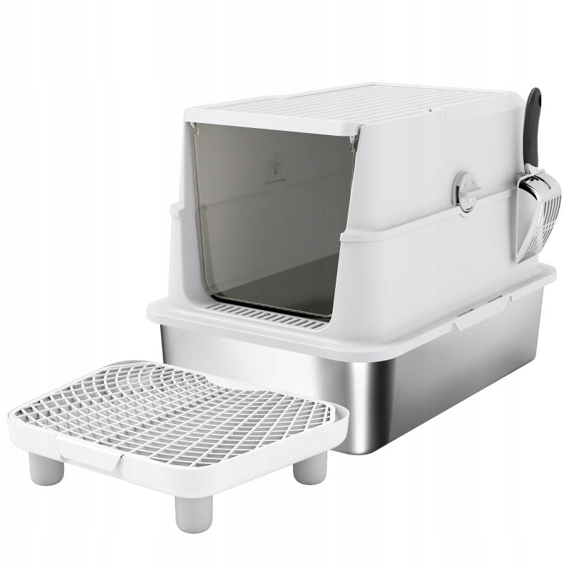 XL Stainless Steel Cat Cuvette Light Grey with Spatula