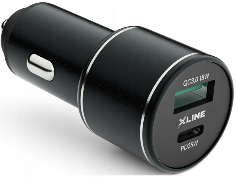 XLINE CC502 QC3 18W + PD3 25W Car Charger Black