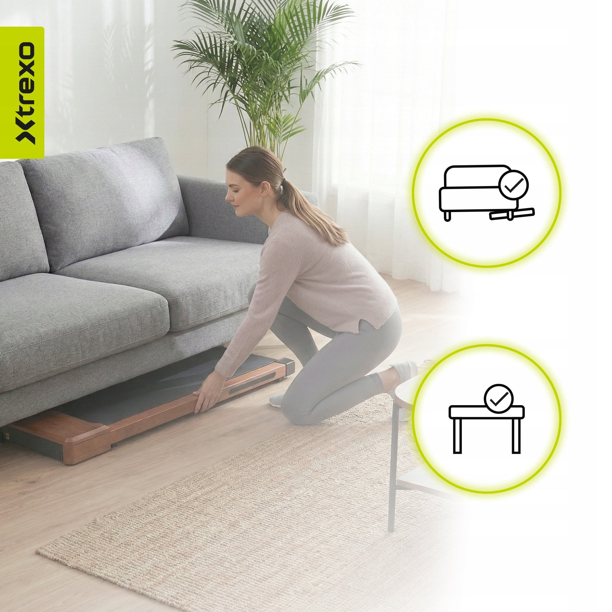 XTREXO Walking Pad W100+ wooden treadmill WITH REMOTE CONTROL 12 PROGRAMS 1-6 KM/H Kind electric