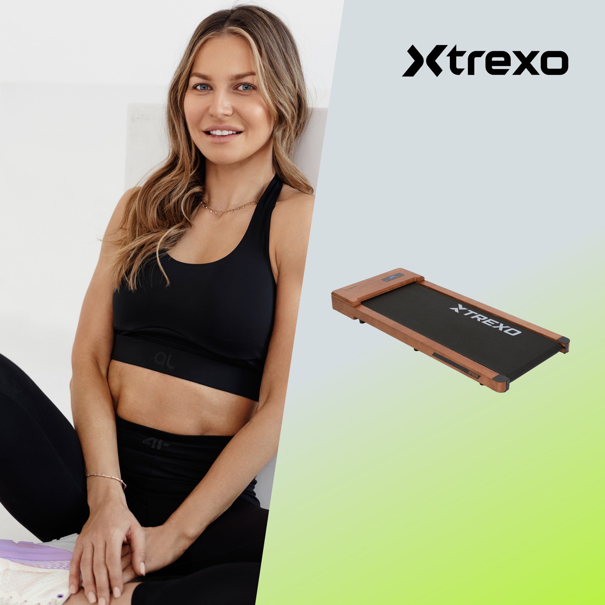 XTREXO Walking Pad W100+ wooden treadmill WITH REMOTE CONTROL 12 PROGRAMS 1-6 KM/H Manufacturer code TXO-B5Y061-BK