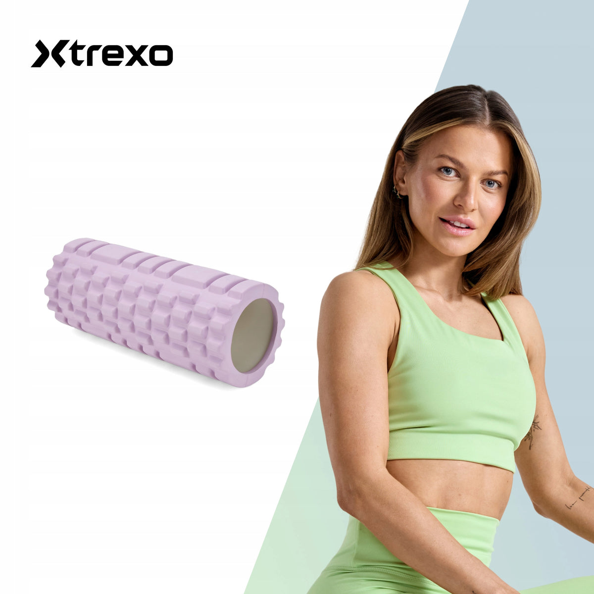 XTREXO purple foam roller 33x14cm VERSATILE DURABLE AFTER TRAINING Packaging status original