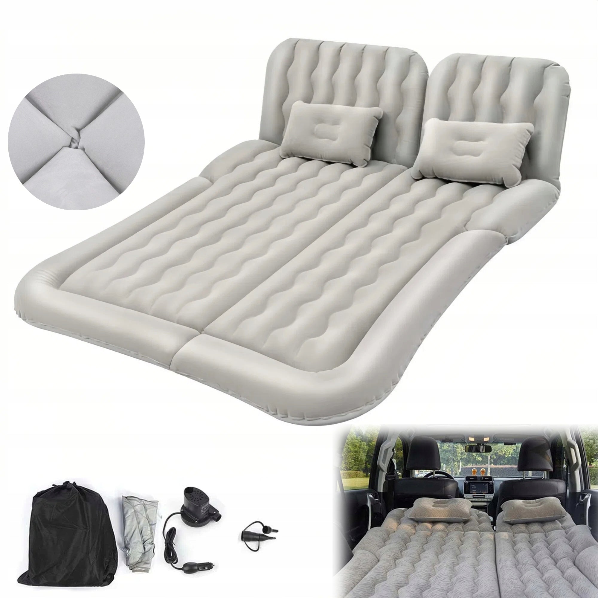 XXL Car Mattress for SUV Car Bed + PUMP Grey