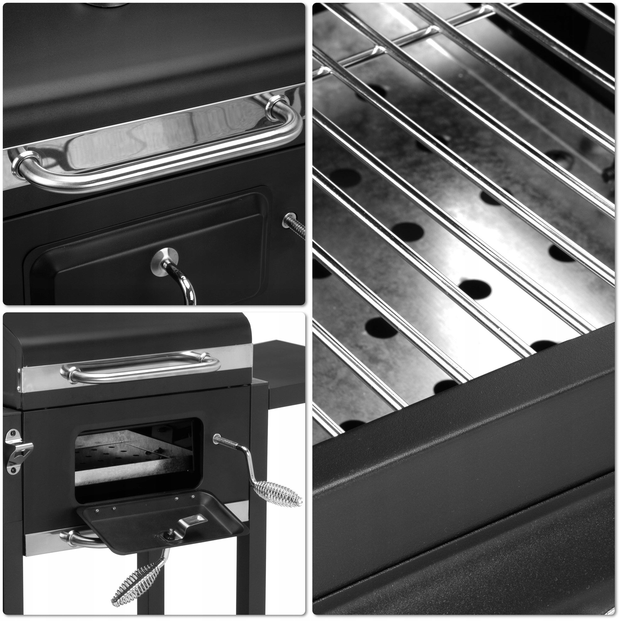 XXL Charcoal Grill with Lid and Garden Wheels Large Mobile Stable Grill height 97 cm