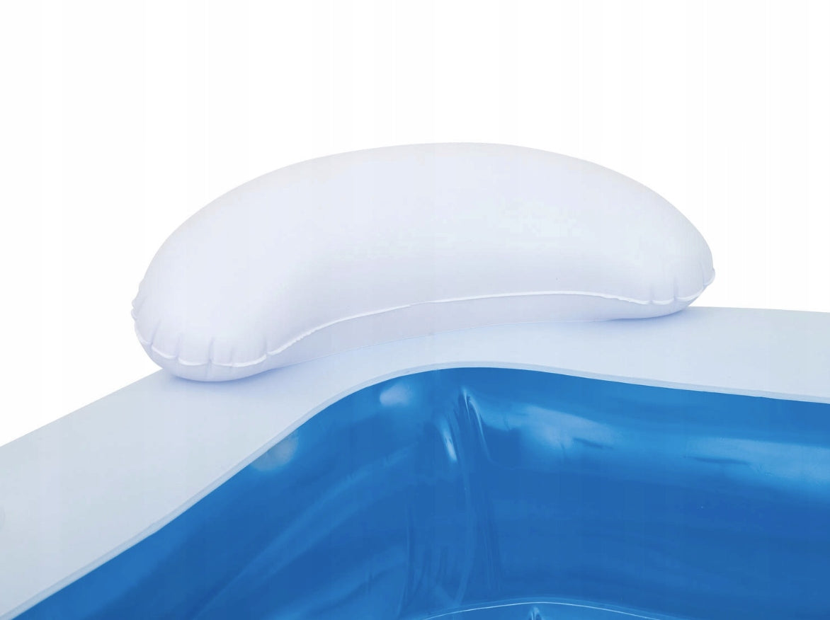 XXL Family Inflatable Garden Pool with Cushions and Seats + FREEBIE Information regarding product safety and compliance Not suitable for children under 36 months of age For home use only Includes a toy. Adult supervision is recommended