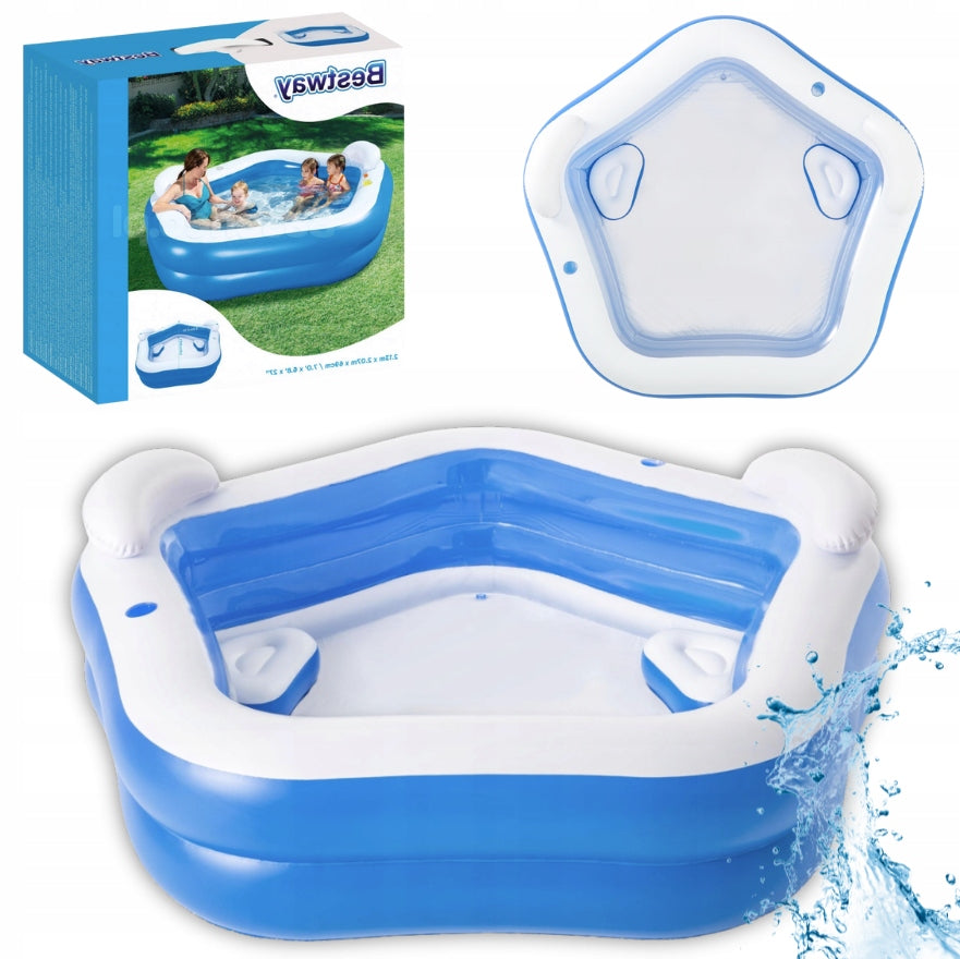 XXL Family Inflatable Garden Pool with Cushions and Seats + FREEBIE