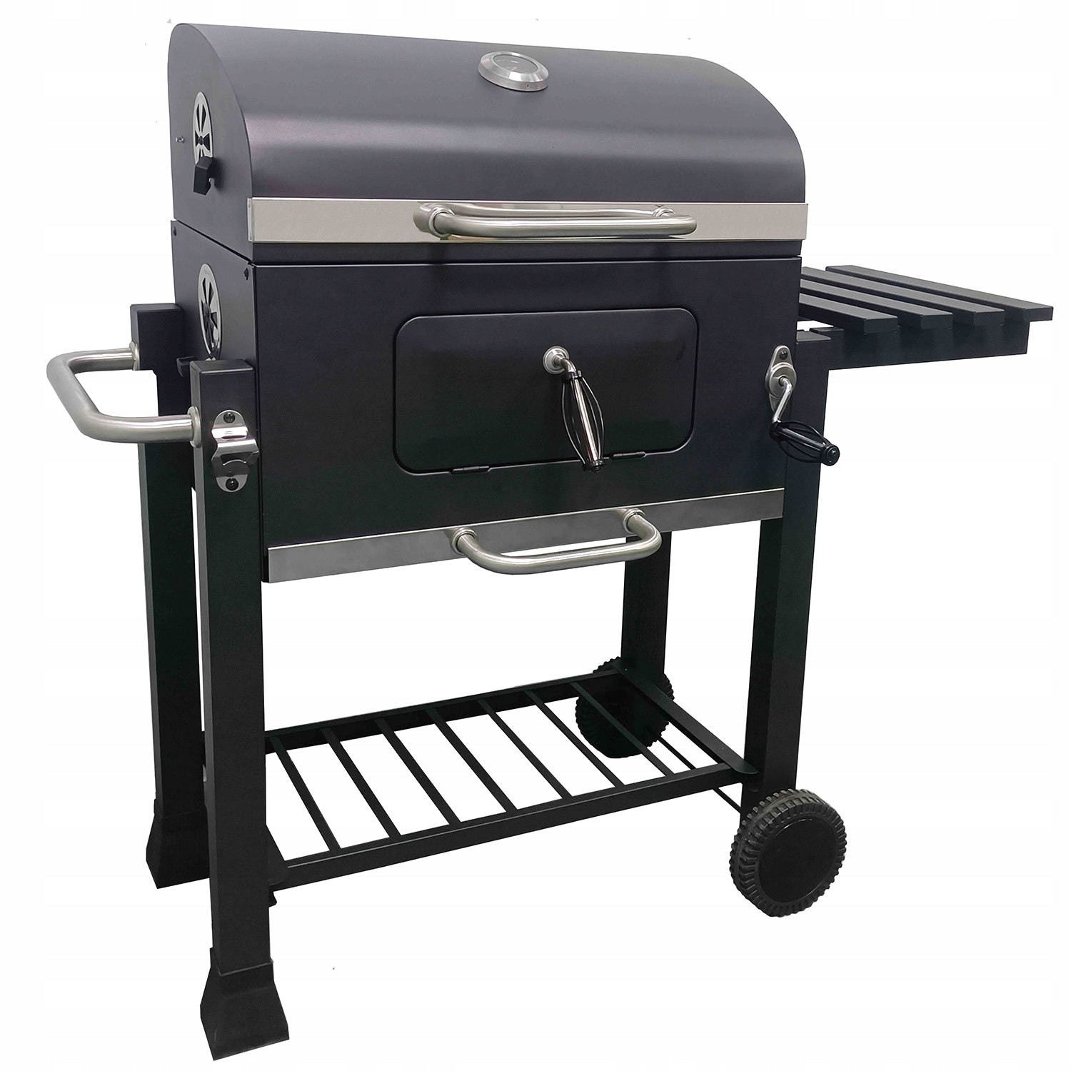 XXL GARDEN CHARCOAL GRILL WITH THERMOMETER COVER CAST IRON GRATE Packaging status original