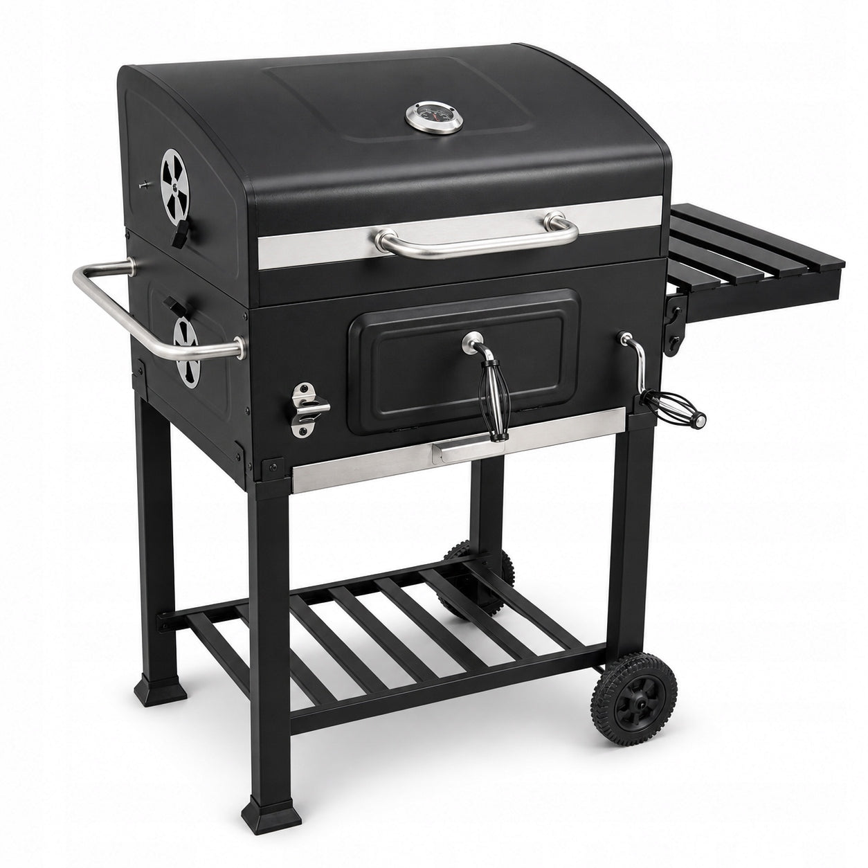 XXL GARDEN CHARCOAL GRILL WITH THERMOMETER COVER CAST IRON GRATE