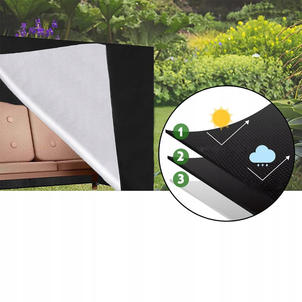 XXL GARDEN SWING COVER Waterproof Tarpaulin 220*125*170 cm Color black