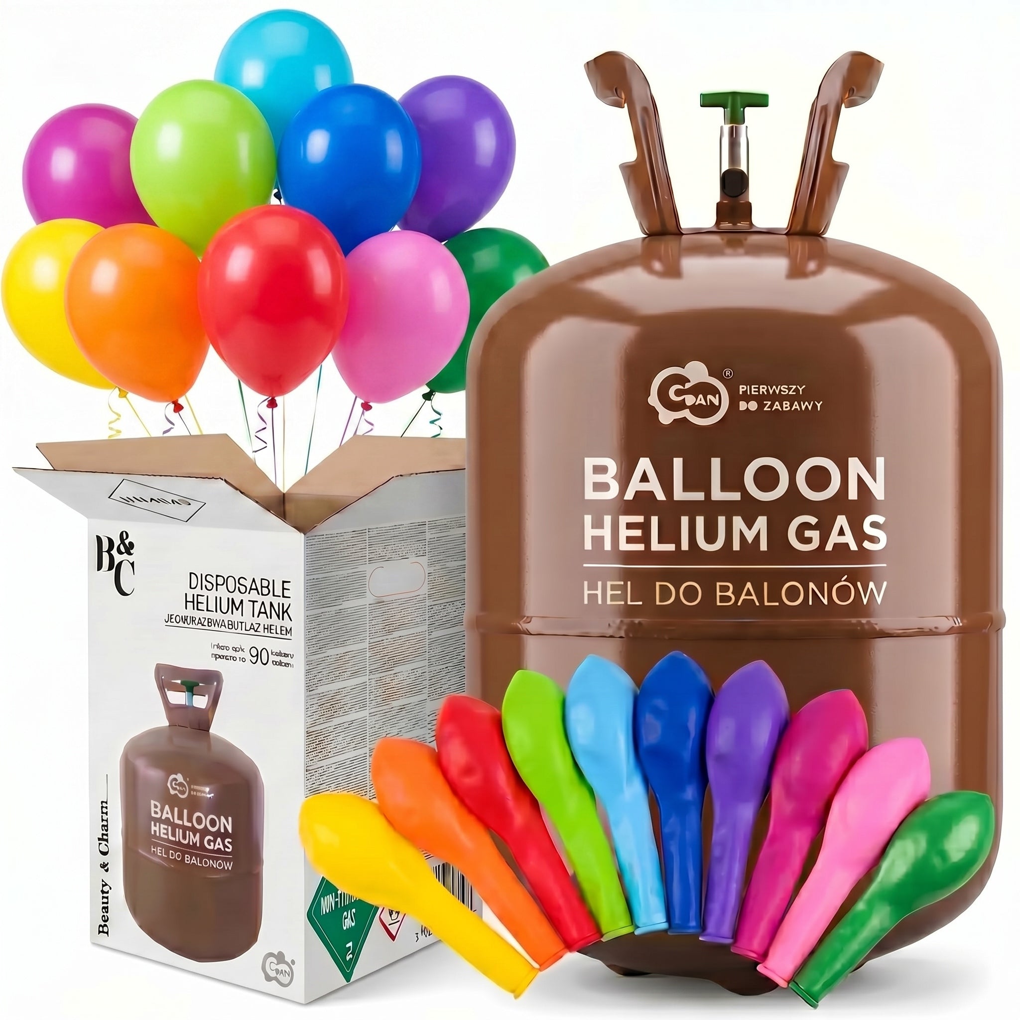 XXL Helium Bottle for 90 Balloons 10 Balloons Included for Birthday Party