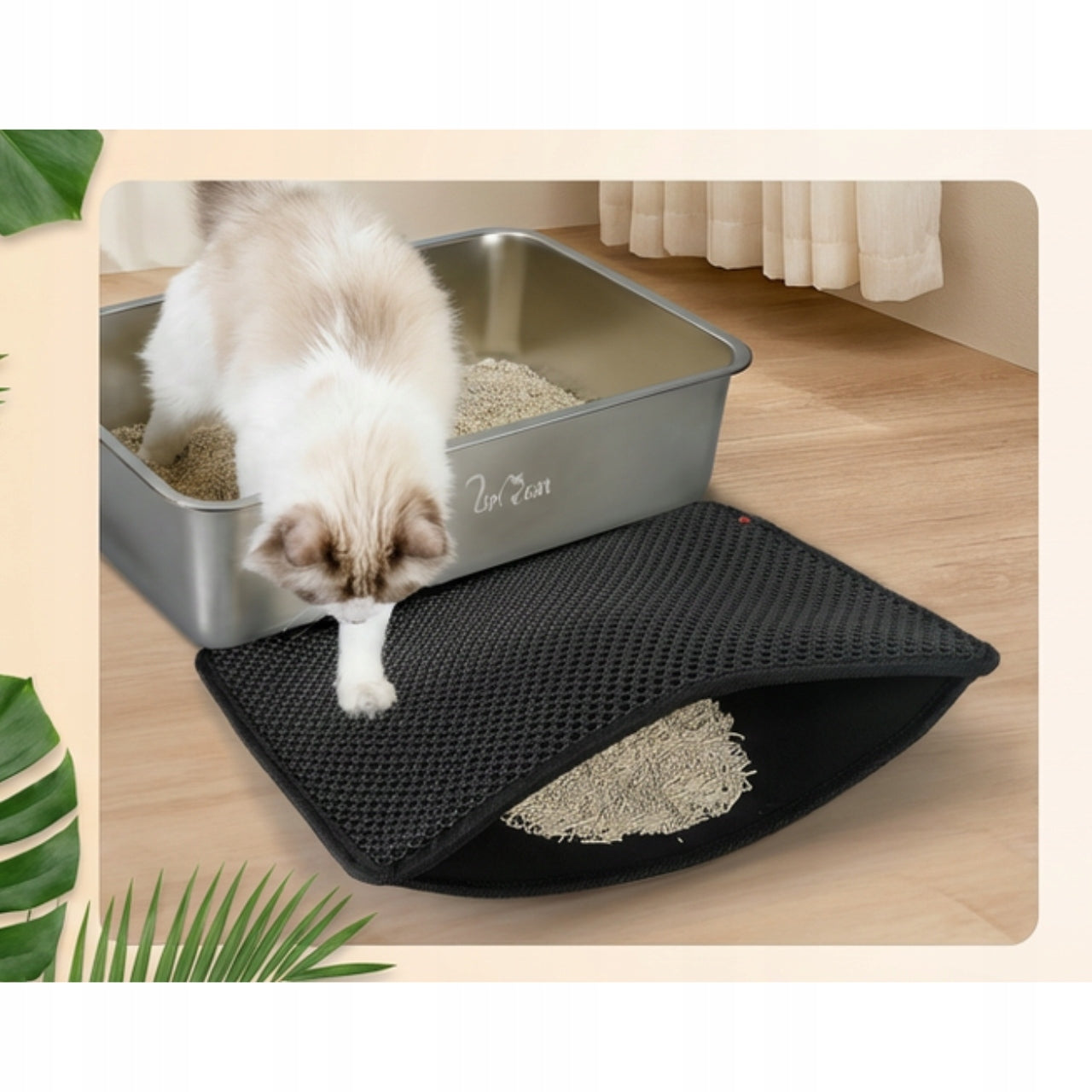 XXL Stainless Steel Cat Cuvette 60x40x15 cm with Mat Open Silver Brand no brand