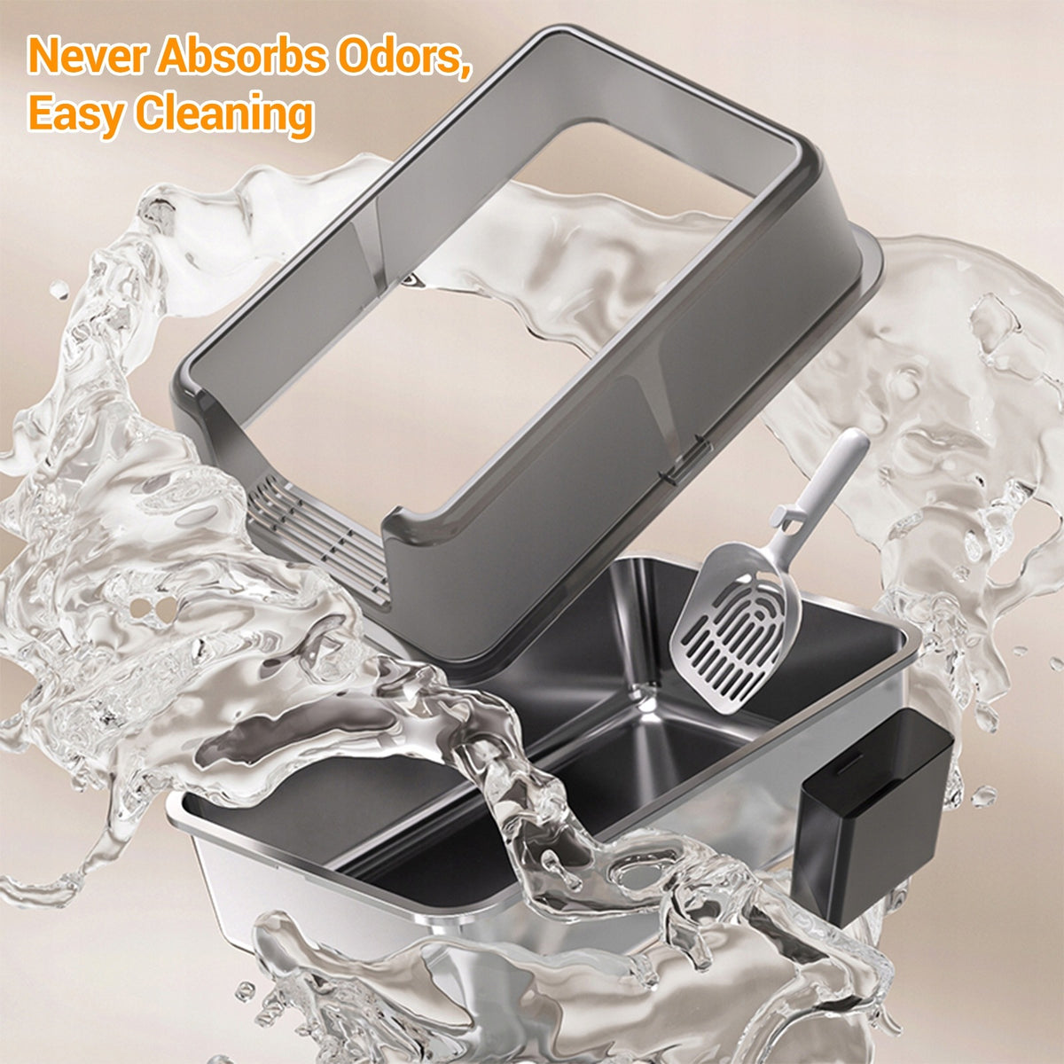 XXL Top Entry Cat Litter Box with Lid, High Sided, Gray 60*40*30.5CM Manufacturer code JOLLYTOP