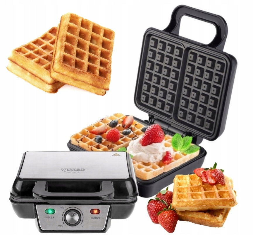 XXL Waffle Iron 2 Large Waffles Strong 1600W Smooth Power Adjustment NON-STICK
