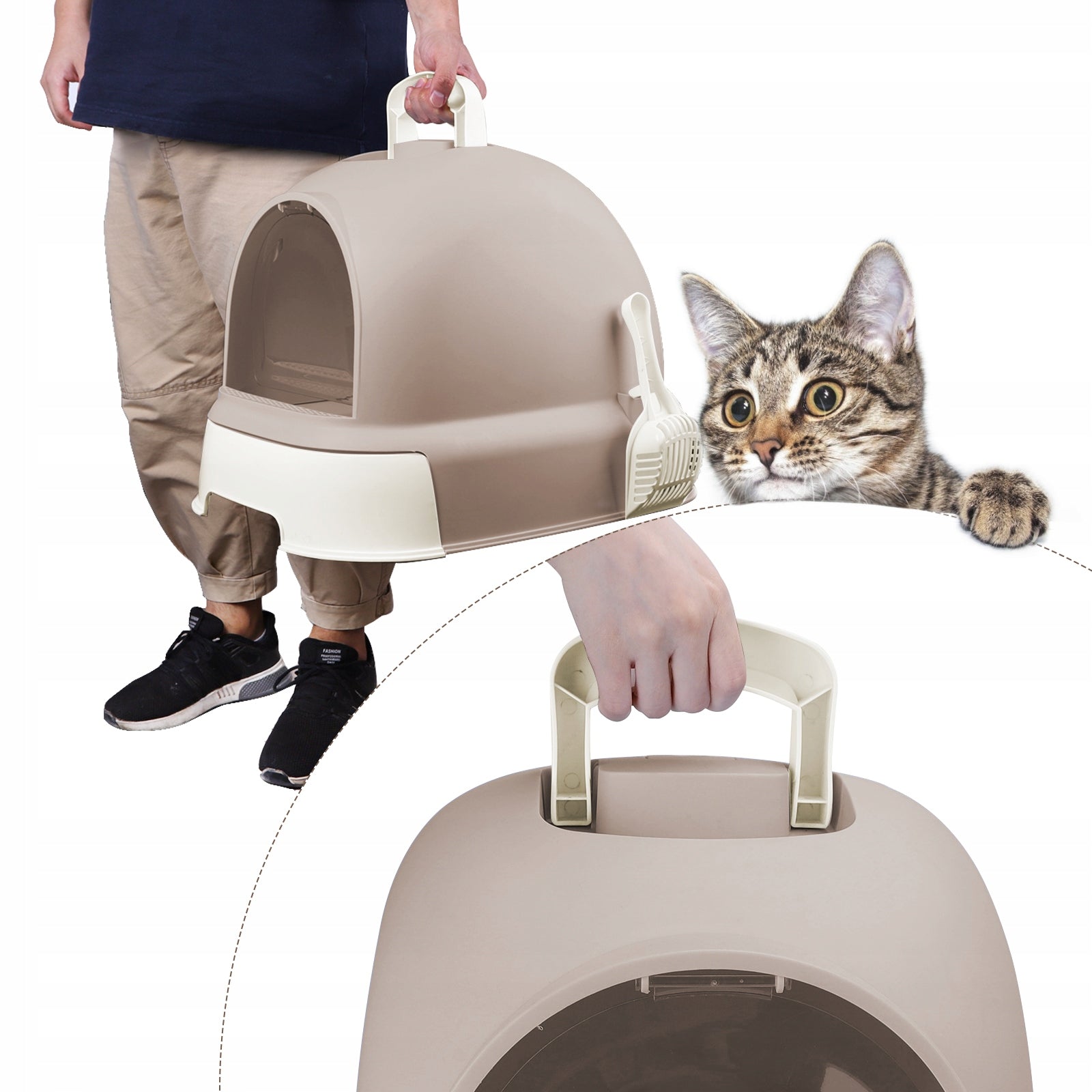 XXL closed cat litter box with drawer large brown 52x42x38,5 spatula Trade name Kuweta dla kota brązowa