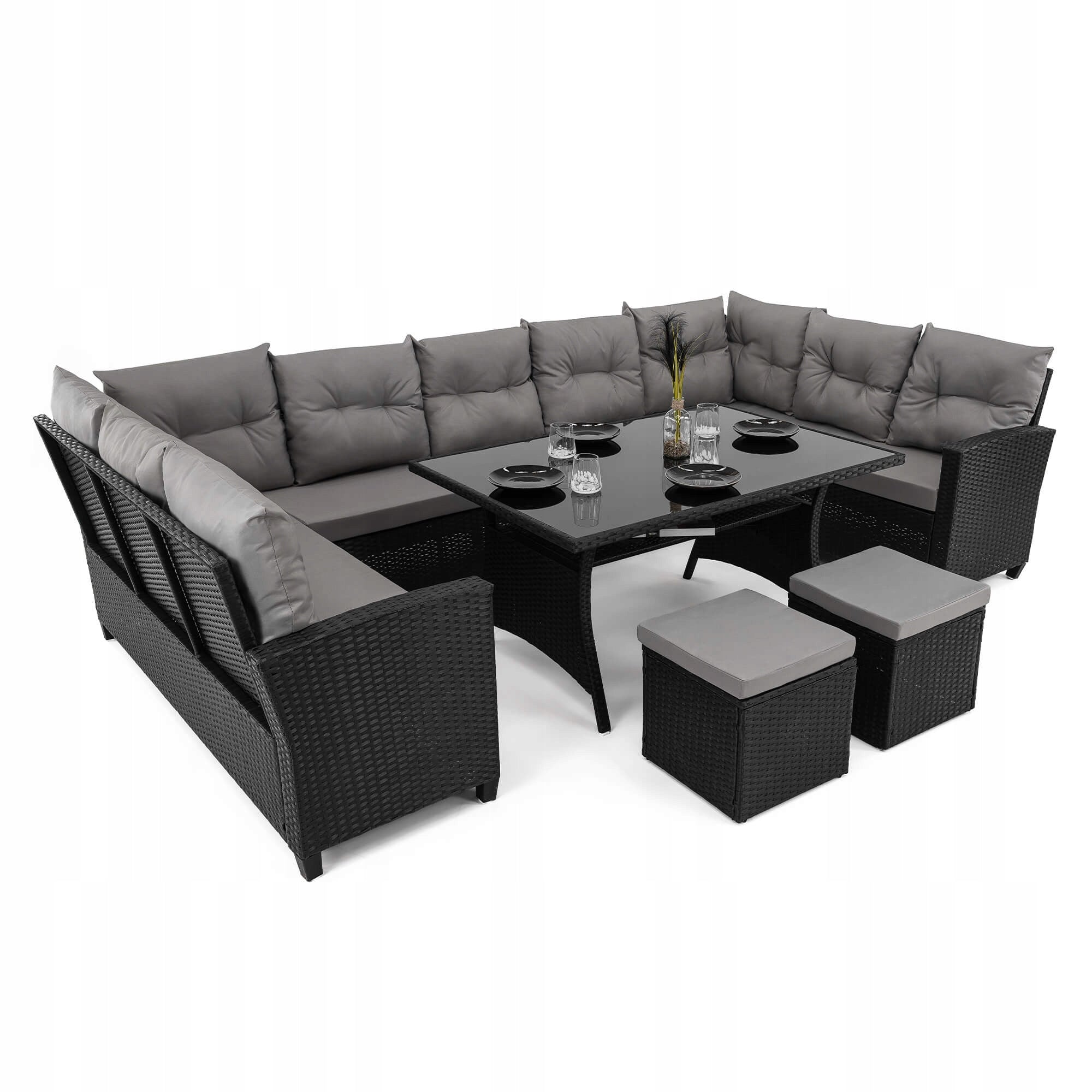 XXL garden furniture set technoratan PORTO black, cushions two containers Packaging status original