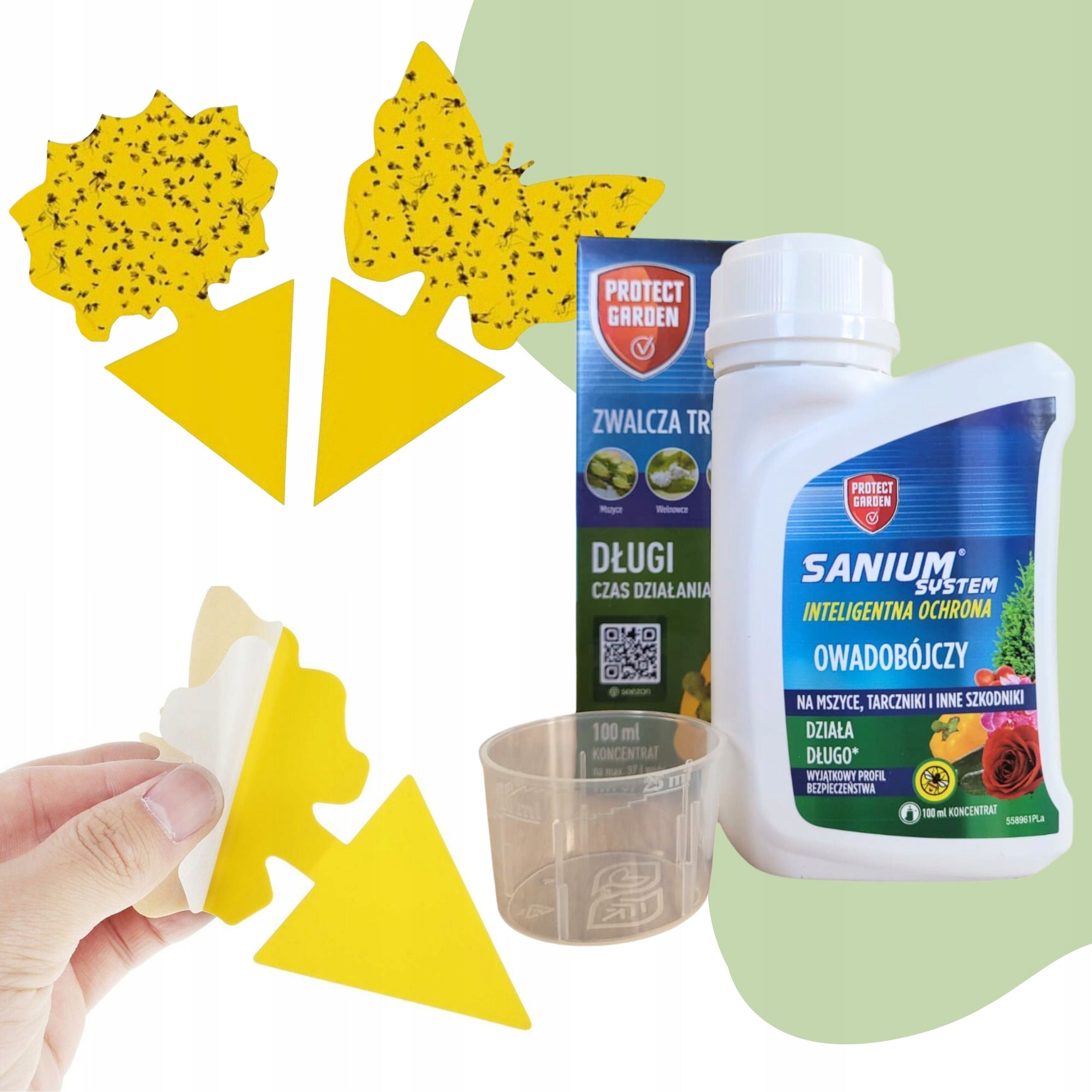 XXL set for earthworms: Sanium System 100ml spray + yellow adhesives 24 pcs. Manufacturer SBM