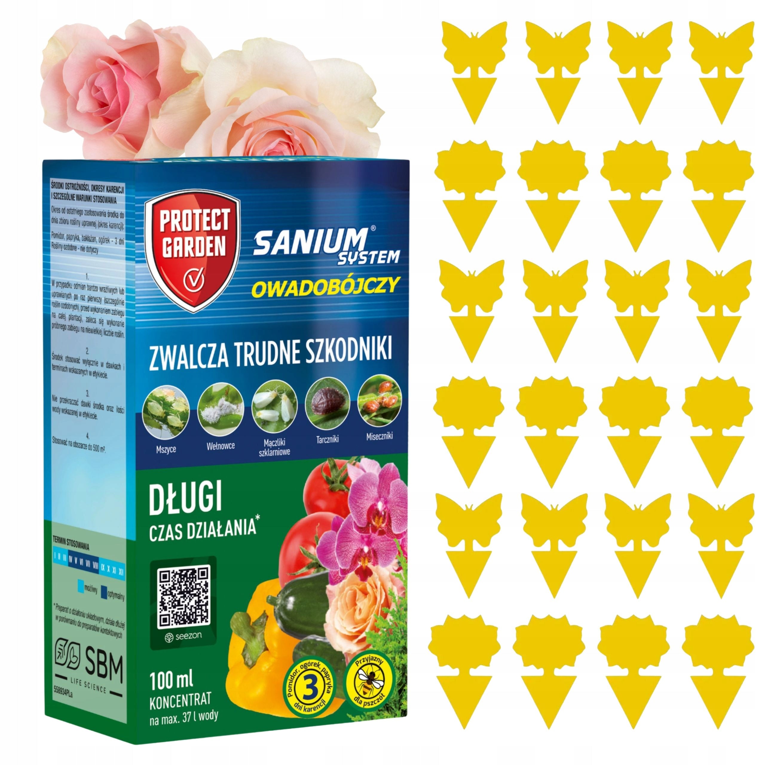 XXL set for earthworms: Sanium System 100ml spray + yellow adhesives 24 pcs.