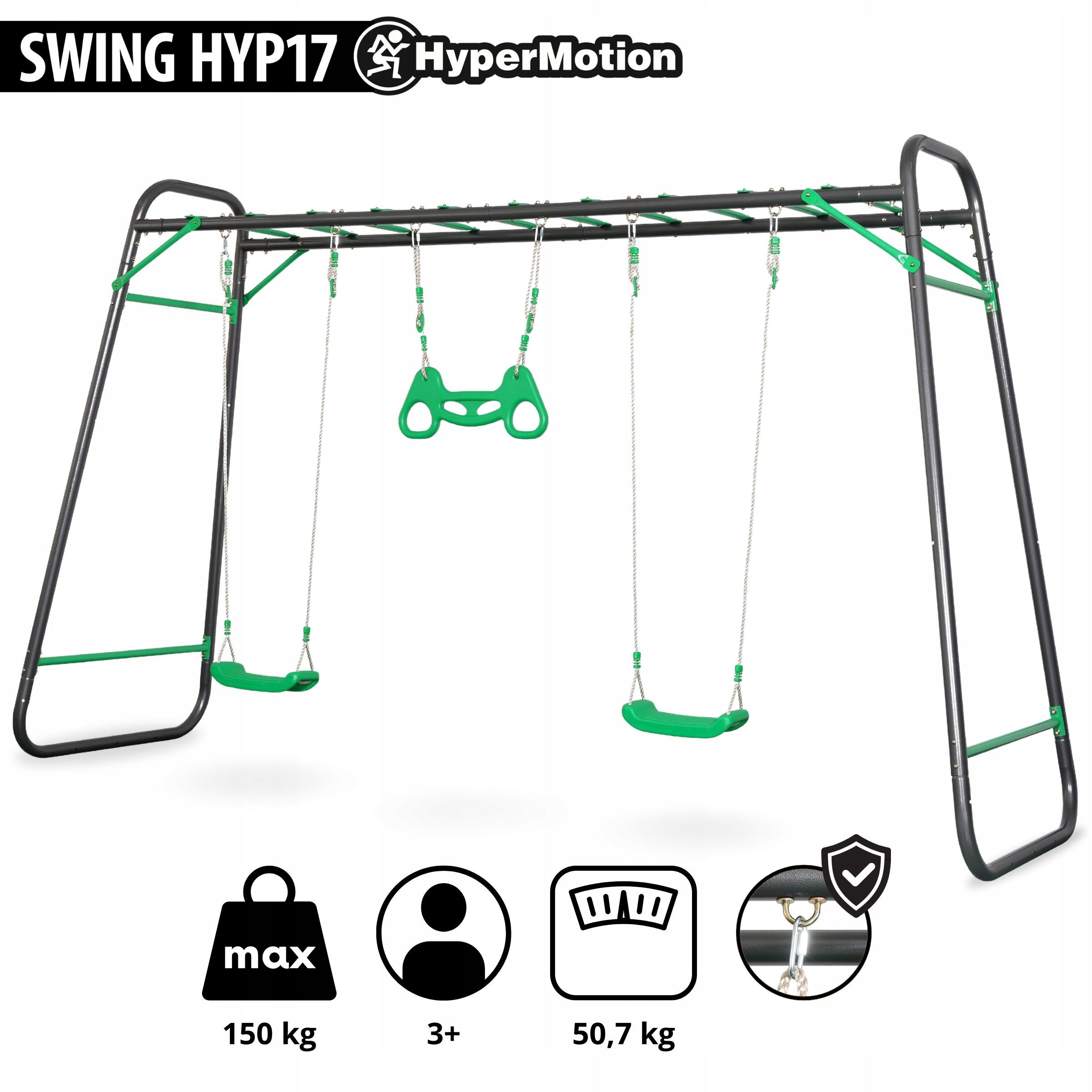 XXL steel garden swing - 2 seats, ladder, gymnastic trapezoid Kid's age 3＋ years