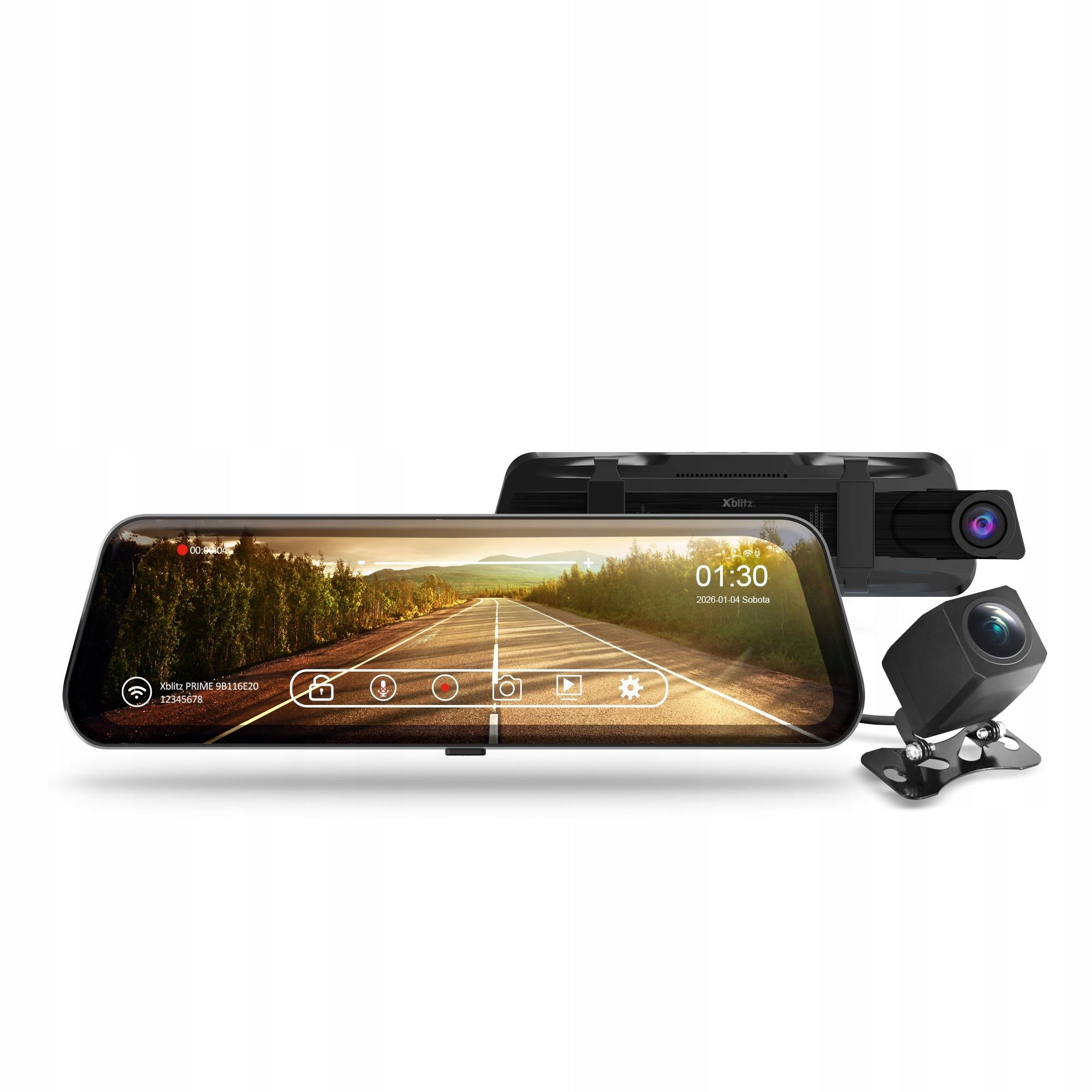Xblitz Prime Video Recorder Mirror with 4K 2160p WiFi Reversing Camera