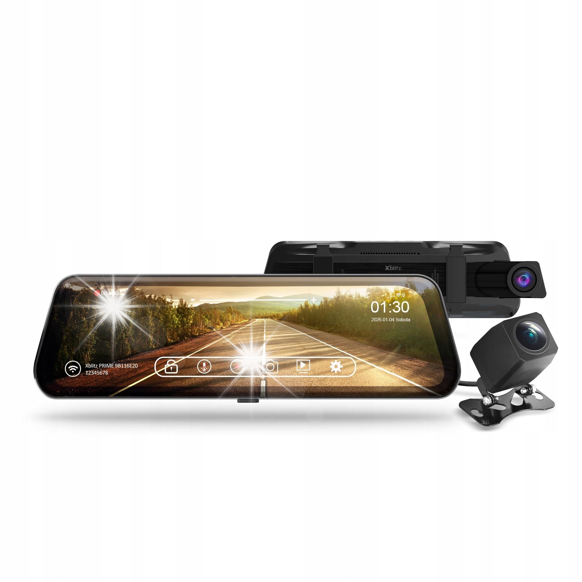 Xblitz Prime Video Recorder Mirror with 4K 2160p WiFi Reversing Camera
