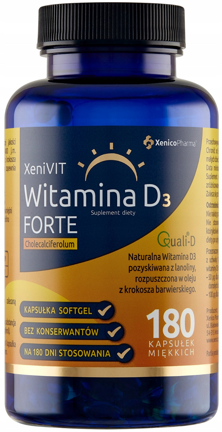XeniVIT Vitamin D3 Forte 4000IU 180 caps Xenico Immunity Bone Infections