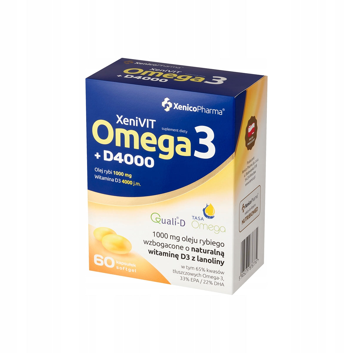 Xenico Pharma Omega 3 + Vitamin D3 4000 obtained from lanolin 60 kaps.