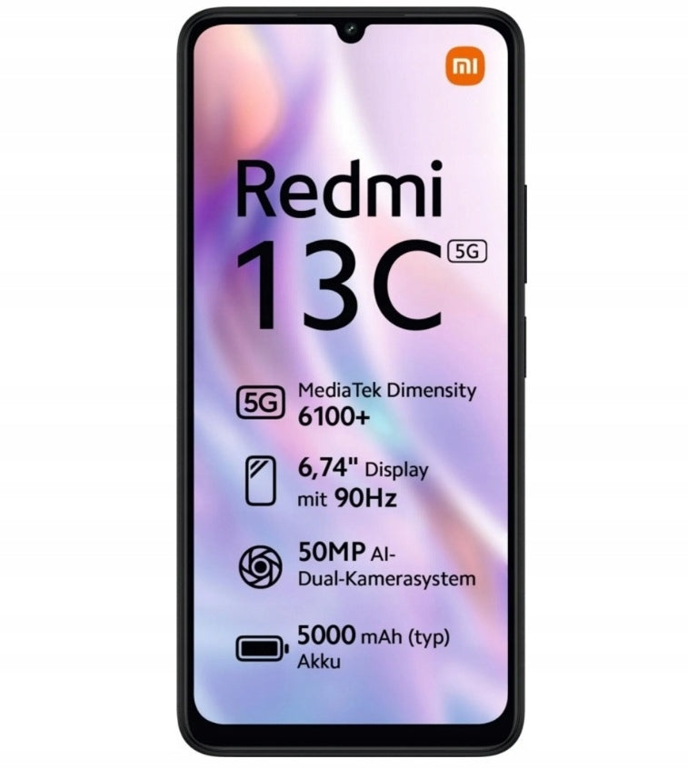 Xiaomi Redmi 13C 5G Smartphone | Black | 4/128 GB | Dual SIM | 5000 mAh | .PL Manufacturer code 55473