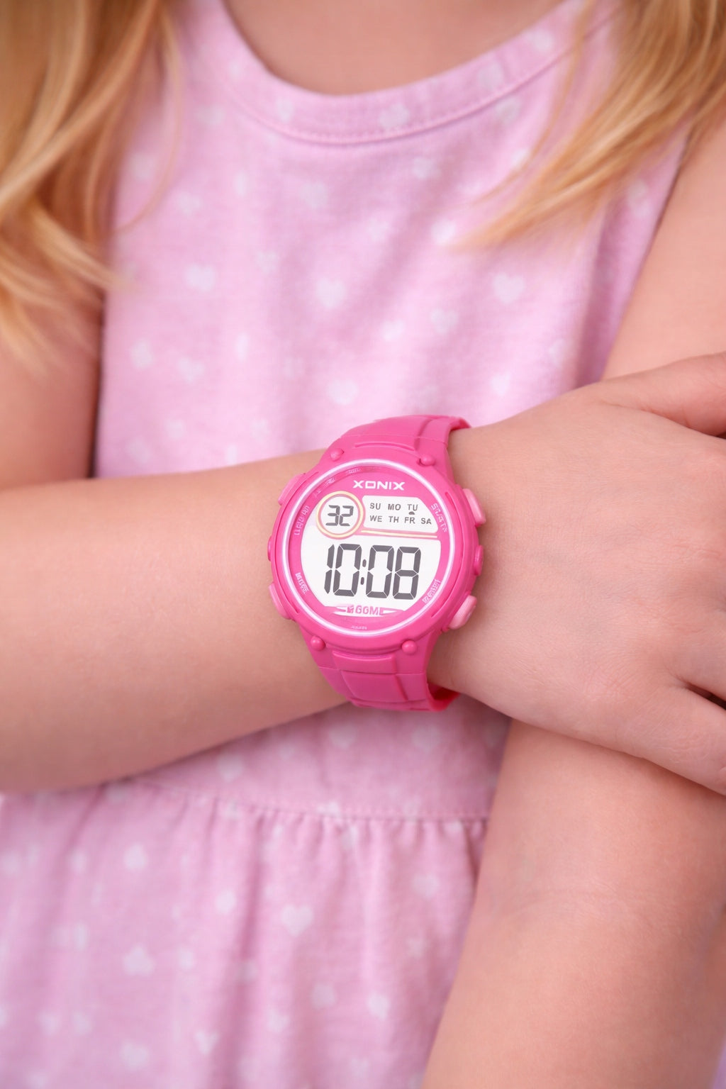 Xonix children's watch pink illuminated waterproof electronic small Brand Xonix